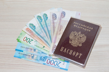 Passport and Russian money. Preparing for the trip. Money and passport