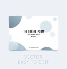 Abstract design brochure in modern style, creative catalog, flyer in A4 with grey blue circles for branding, presentation, marketing kit. Business vector cover