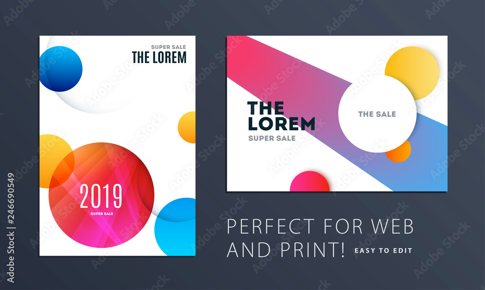 Wall mural set of design of brochure smooth soft template. creative abstract, annual report, horizontal cover, 