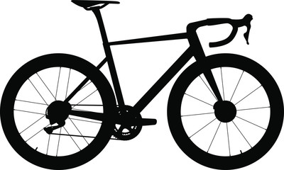 Road bike with disc brakes - silhouette. Vector illustration.