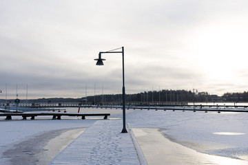 Winter view on the river-front