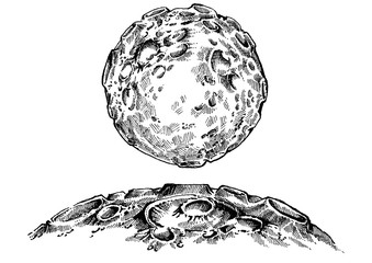 Moon illustration for t-shirt, tattoo design, emblem