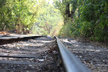 Fototapeta na wymiar railroad through the park