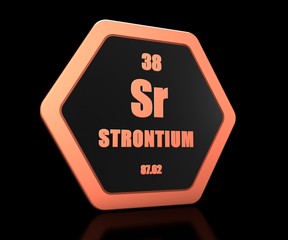 Strontium chemical element periodic table symbol 3d render