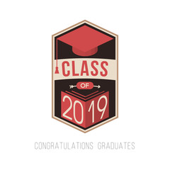 vector illustration of a graduating class in 2018 graphics gold elements