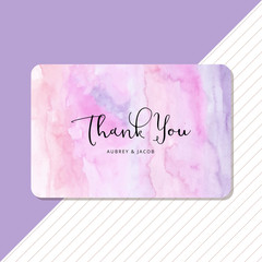 thank you card with pastel abstract watercolor background