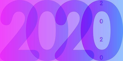 Purple text 2020 on abstract background for Happy New Year