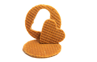 dutch waffles with hearts isolated