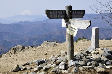鷹ノ巣山山頂から望む富士山