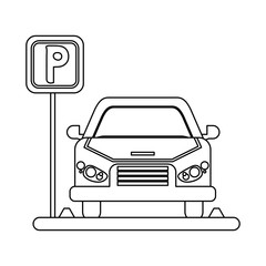 car on park zone black and white