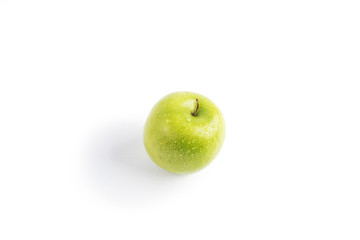 green Apple on white background. a bitten Apple. isolate
