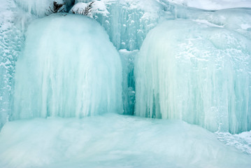 background - frozen waterfall with icicles