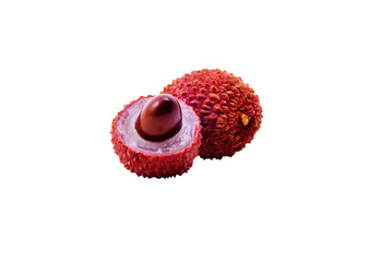 Lychee fruits on white background