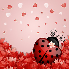 Obraz premium ilustracja biedronki w kształcie serca