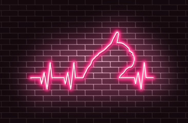 Neon Heart pulse, French Bulldog