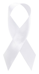 white ribbon for raising awareness on Lung cancer, Bone cancer, Multiple Sclerosis, Severe Combined...