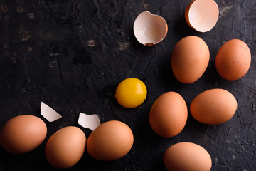 Fresh chicken eggs in burlap. Hen. egg. Easter.