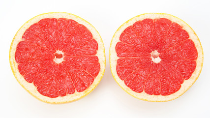 Citrus cut fruit grapefruit on white background