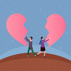 Obraz premium split that heart apart, conceptual vector illustration