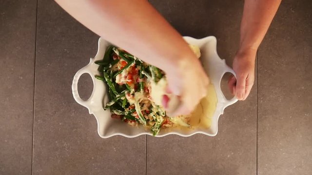 Time Lapse, Mixing Green Bean Casserole, Overhead