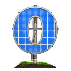Alphabet letter O. Solar panel in shaped of letter O, 3D rendering