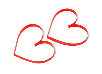 Two  decorative hearts on white background isolated