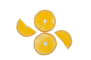 two orange slices and two half slices