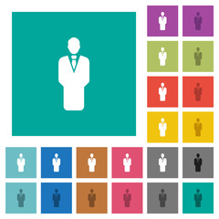 Businessman silhouette square flat multi colored icons