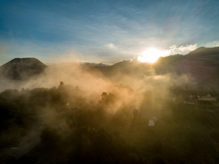 Sunrise in the mountains. Probolinggo. Indonesia