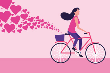 Woman riding bike cartoon