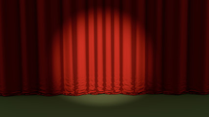 theater red curtain backdrop concert event 3D illustration