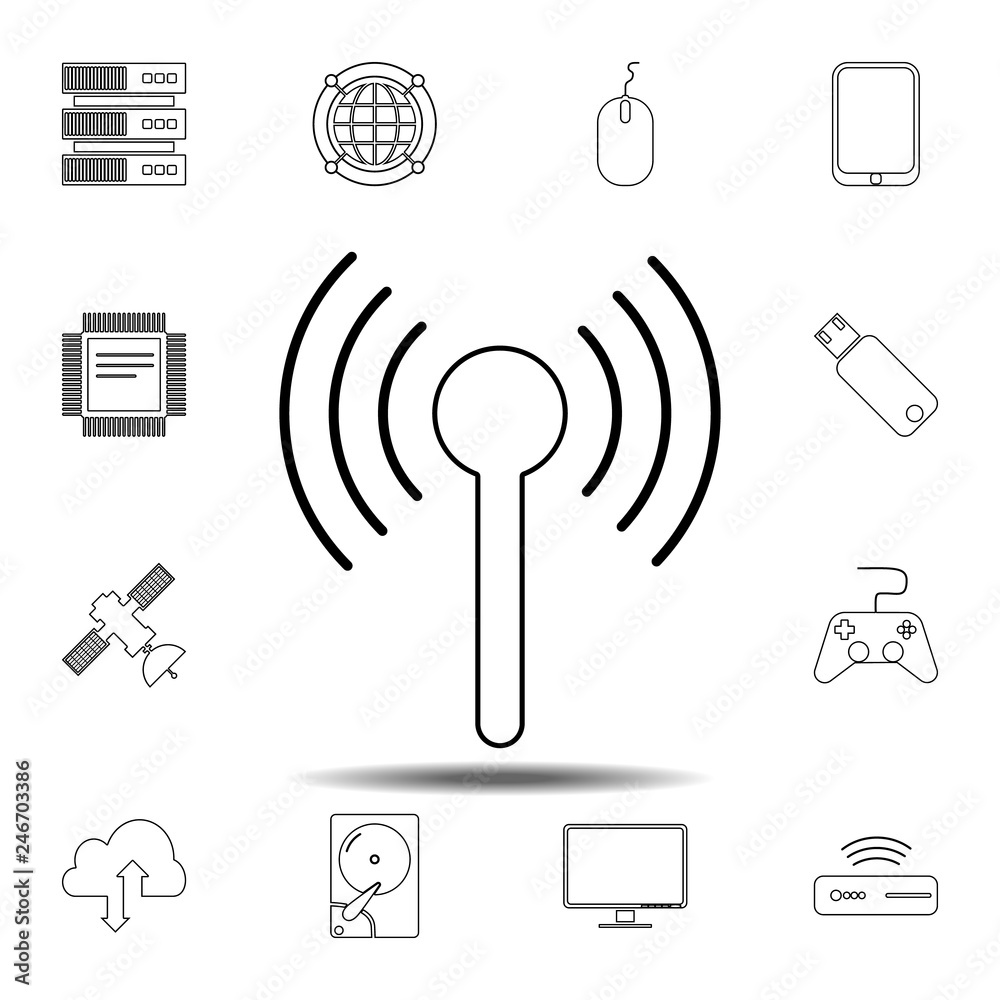 Poster antenna icon. simple thin line, outline vector element of technology icons set for ui and ux, websit