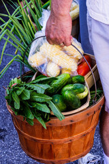 Baskets are used by shoppers to carry items to the checkout