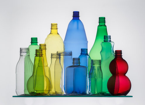 Group of color PET bottles