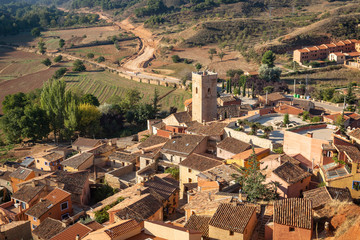 Fototapeta na wymiar a view over Anento village and the Aguallueve valley, province of Zaragoza, Aragon, Spain
