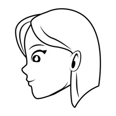 young woman face cartoon