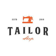 Tailor vintage logo inspiration, sewing machine design template