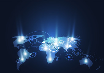 Global network connection. World map point and line composition concept of global business. Vector Illustration