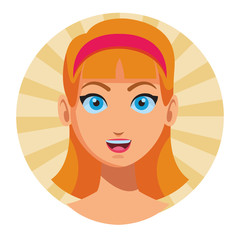 young woman face cartoon