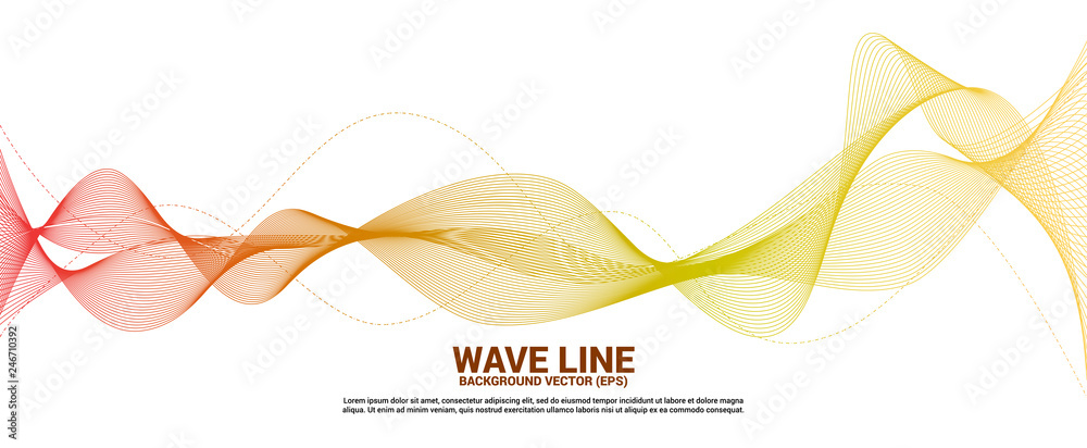 Wall mural Red and orange Sound wave line curve on white background. Element for theme technology futuristic vector