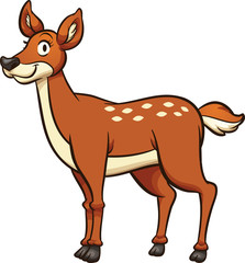Fototapeta premium Cute cartoon female deer. Vector clip art illustration with simple gradients. All in a single layer.