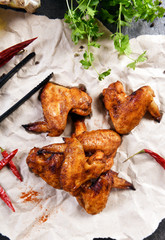 Roasted chicken wings in hot pepper