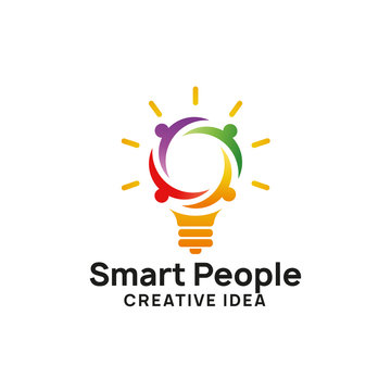 Smart People Logo Design Template. Creative Idea Logo Design. Bulb Icon Symbol Design