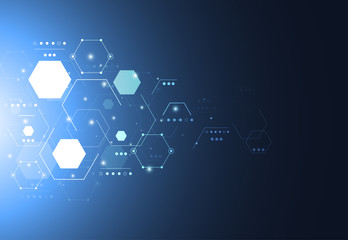 Fototapeta premium Abstract technology futuristic network with dark background. Vector illustration