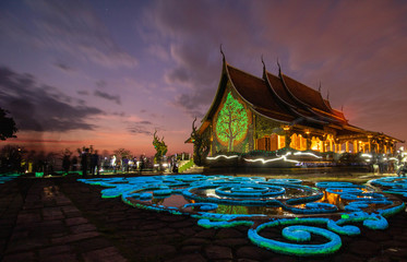 sirinthorn Wararam Phu Phrao Temple at sunset in Ubon Ratchathani Thailand