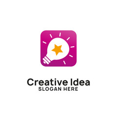 Fototapeta premium creative idea logo design template. bulb star icon symbol design