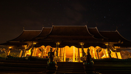 Fototapeta premium sirinthorn Wararam Phu Phrao Temple at sunset in Ubon Ratchathani Thailand