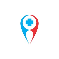 Obraz premium Hospital pin location logo design