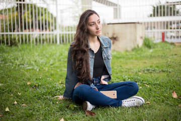 A beautiful girl in a park