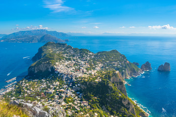 Obraz premium Beautiful view of Capri island from Mount Solaro - Capri, Italy